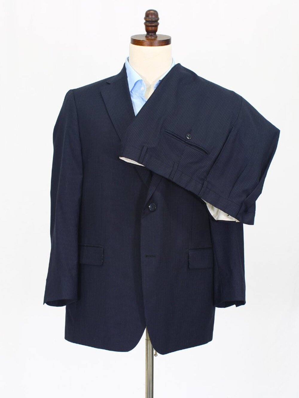 Hickey 44S 39x29 Navy Full Suit 2-Button Stripe R888